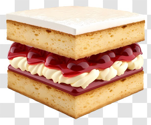 Classic Victoria Sandwich - Layered Cherry Cream Cake Transparent PNG