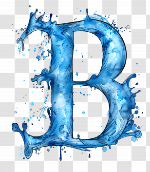 Letter B - Blue Letter B With Watercolor Design Transparent PNG