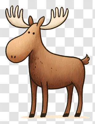 Watercolor Moose - Cartoon Moose With Antlers Transparent PNG