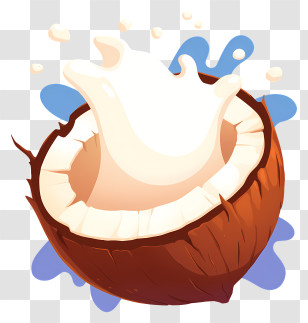 Coconut Milk Splash - Coconut With Splashing Milk Transparent PNG