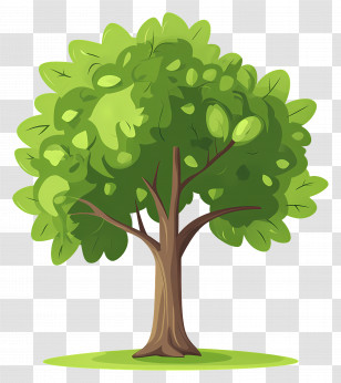 Dense Tree - Cartoon Tree With Green Lush Leaves Transparent PNG