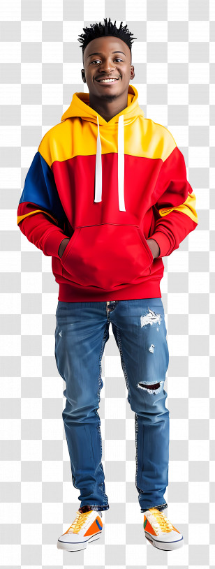 Happy Black Man - Person Wearing A Colorful Red Hoodie Transparent PNG