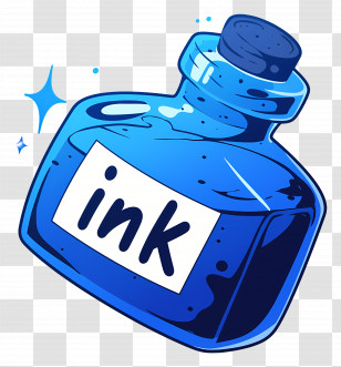 Empty Ink Bottle - Cartoon-Style Blue Ink Bottle Illustration Transparent PNG