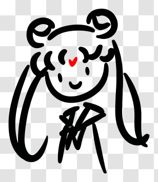 Sailor Moon Minimalist Outline - Iconic Sailor Moon Stick Figure Doodle Transparent PNG