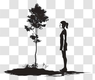 Girl Silhouette - Silhouette Of A Person And Tree Illustration Transparent PNG