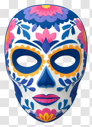 Sugar Skull Face Paint - Colorful Decorative Mask Transparent PNG