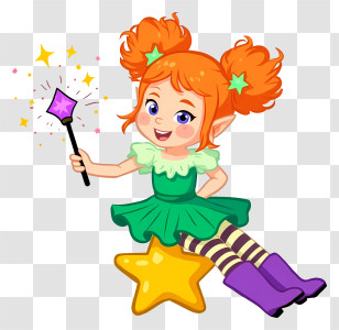 Magical Girl Holding Wand - Magical Fairy With Wand Cartoon Transparent PNG