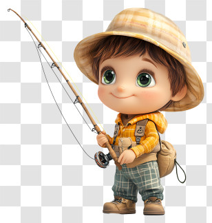 Baby Fishman - Cute Fishing Boy Character Transparent PNG