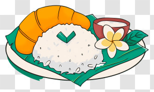Thai Food - Plate Of Rice And Croissant With Flower Transparent PNG