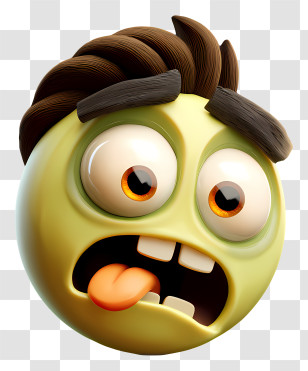 Zombie Emoji - Silly Yellow Emoji Face Transparent PNG