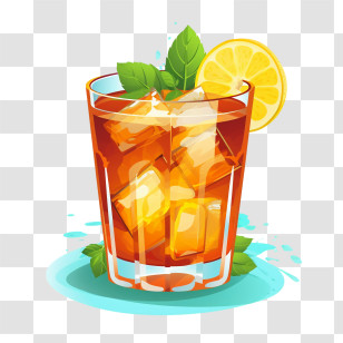 Ice Tea
 - Refreshing Glass Of Iced Tea With Lemon Transparent PNG