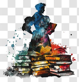 Shakespeare Day - Colorful Woman With Books Transparent PNG
