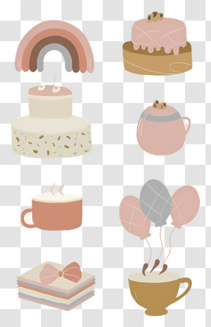 Desserts - Cakes And Balloons For Celebration Transparent PNG