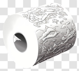 Sketch Style Toilet Tissue - Artistic Doodle Toilet Paper Roll Transparent PNG