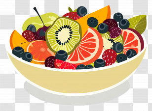 Fruit Salad - Bowl Full Of Fresh And Vibrant Fruits Transparent PNG