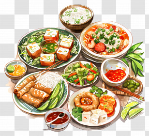 Vietnamese Food - Vietnamese Cuisine Assortment Transparent PNG