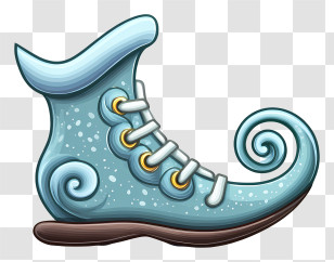 Elf Shoe - Blue Fantasy Boot With Curled Toe Transparent PNG