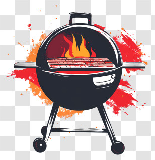 Barbecues - Barbecue Grill With Fire Illustration Transparent PNG