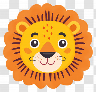 Cute Lion Face - Cute Cartoon Lion Face Illustration Transparent PNG