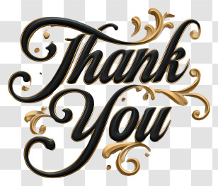 Thank You Text - Black And Gold Thank You Text Transparent PNG