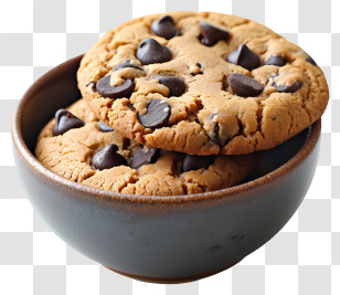Chocolate Chip Cookies In Bowl - Chocolate Chip Cookies In A Bowl Transparent PNG