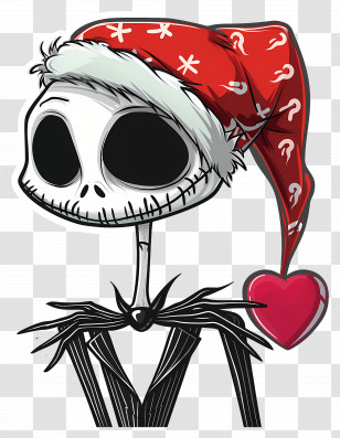 Jack Skellington - Santa Hat Skeleton With Heart Transparent PNG
