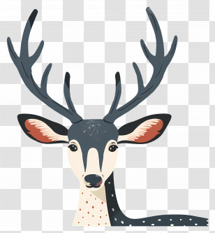 Stylized Deer Head Illustration - Stylized Deer Head With Antlers Transparent PNG