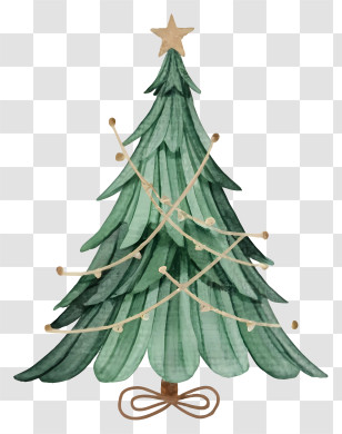 Christmas Tree - Watercolor Christmas Tree With Star Topper Transparent PNG