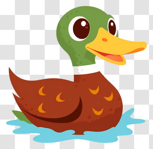 Cartoon Duck - Cute Brown Duck Swimming In Water Transparent PNG
