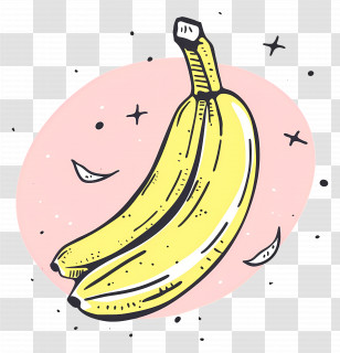Banana - Cartoon Yellow Banana Illustration With Pink Background Transparent PNG