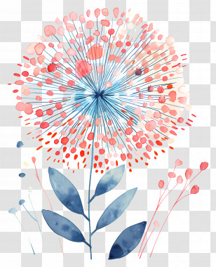 Fireworks - Colorful Flower With Leaves Transparent PNG