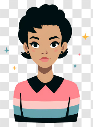 African American Woman - Cartoon Woman Illustration With Stars Transparent PNG