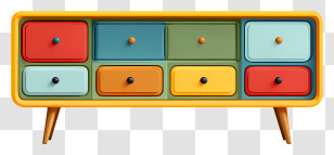 Tv Stand - Retro Colorful Cabinet Transparent PNG