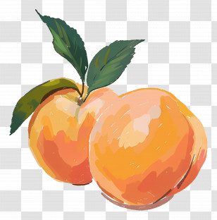 Peaches - Watercolor Peaches Illustration With Leaf Transparent PNG
