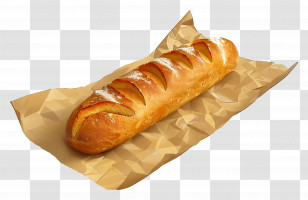 Yellow Baguette - Fresh Baguette Bread In Paper Wrap Transparent PNG