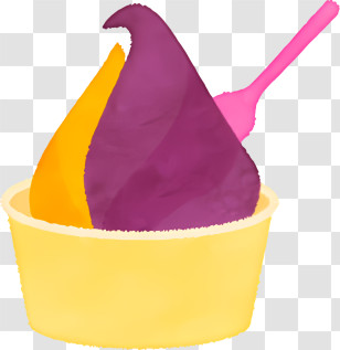Cartoon - Purple And Yellow Swirl Ice Cream Transparent PNG