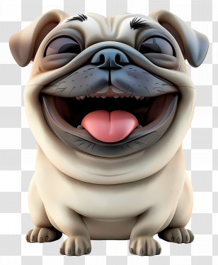 3d Dog - Happy Cartoon Pug Smiling Transparent PNG
