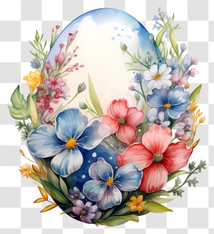 Easter Egg - Flower-Decorated Easter Egg Transparent PNG