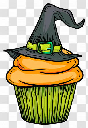 Halloween Cupcake - Witch Hat Cupcake For Halloween Treats Transparent PNG