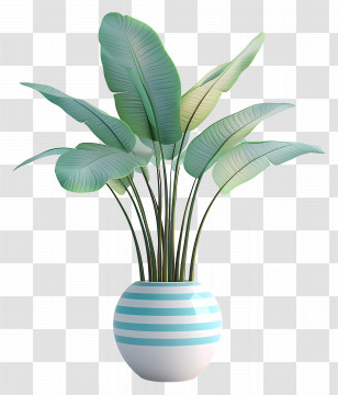 Potted Tropical Plant - Decorative Potted Ornamental Plant Transparent PNG
