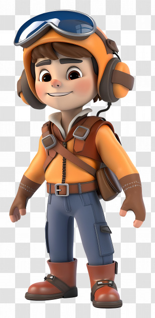 3d Cartoon Pilot - Cartoon Explorer Boy Character Transparent PNG