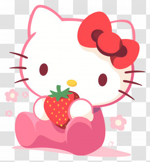 Hello Kitty With Strawberry - Hello Kitty Holding A Strawberry Transparent PNG
