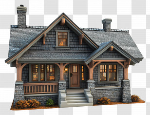 Craftsman Bungalow - Cozy Cottage House Illustration Transparent PNG
