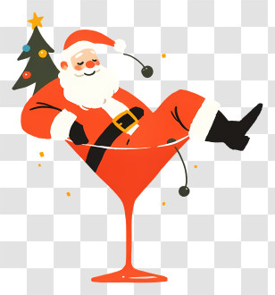 Funny Santa Claus - Sleeping Santa In Martini Glass Transparent PNG