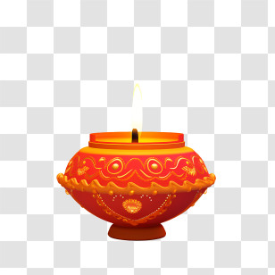 Diwali Lamp - Red Diya Candle Illustration Transparent PNG