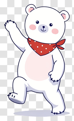 Polar Bear - Dancing White Bear With Red Scarf Transparent PNG