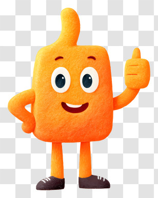 Cheerful Orange Thumbs-Up Mascot Transparent PNG