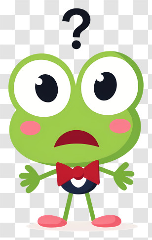 Keroppi - Green Frog With Question Mark In Cartoon Style Transparent PNG