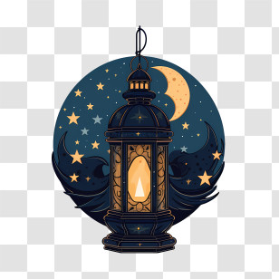 Vintage Lantern - Vintage Lantern With Starry Night Design Transparent PNG