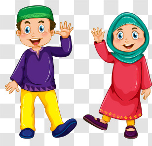 Cartoon Kid - Children In Traditional Attire Waving Transparent PNG